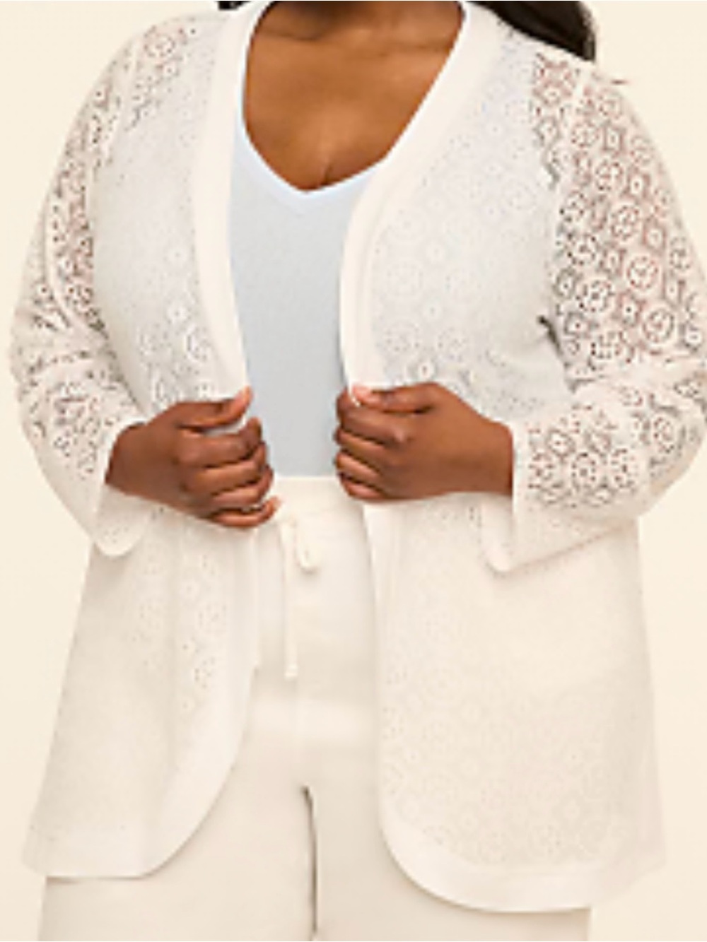 Lane Bryant Crochet Knit Cardigan White Size 22/24